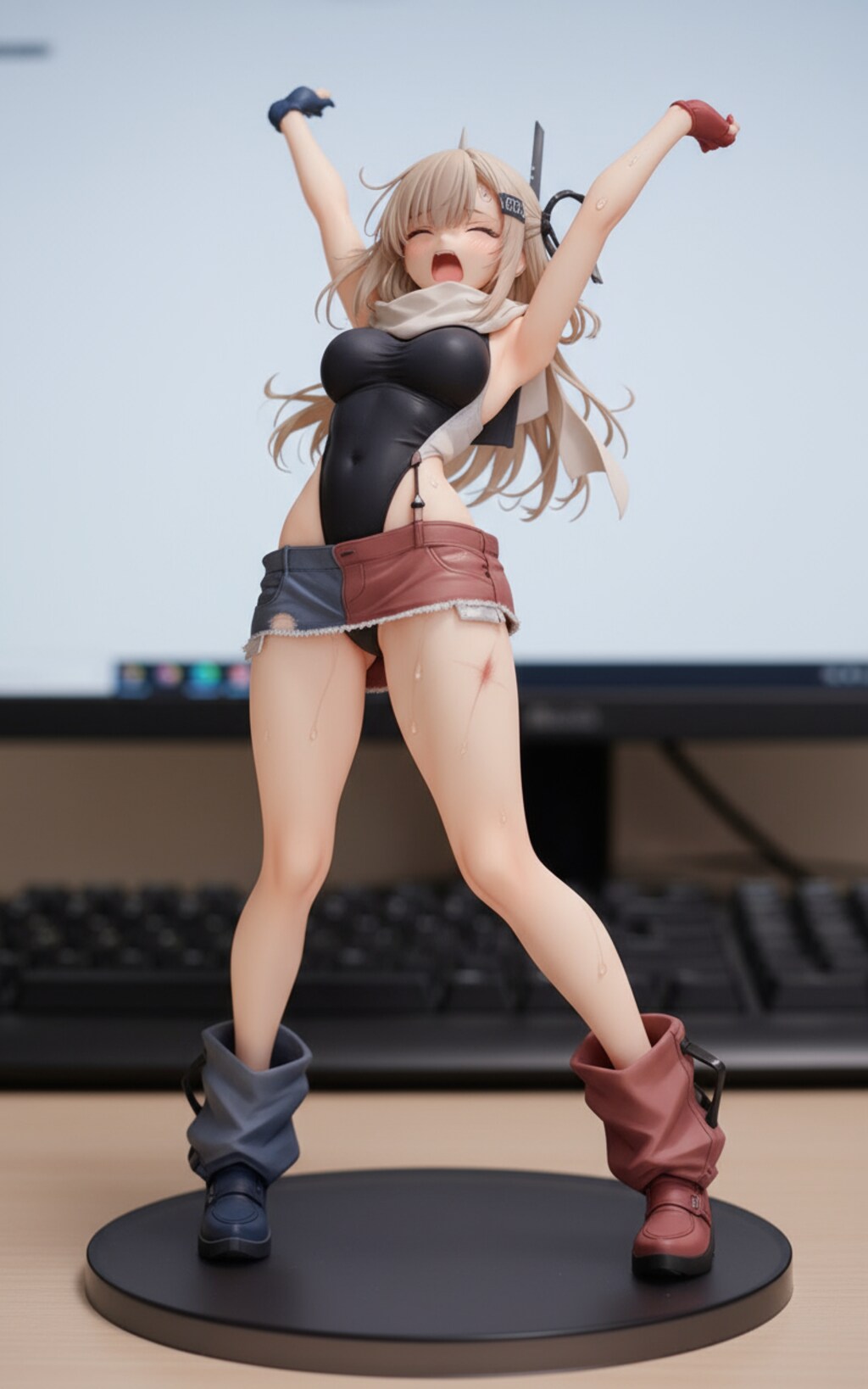 被弾！Wahoo(ワフー)ちゃん💦悲痛な悲鳴を叫ぶ💦・・（架空フィギュアでやられ！正確な後ろ姿を知らないので横アングルまでにしました！）