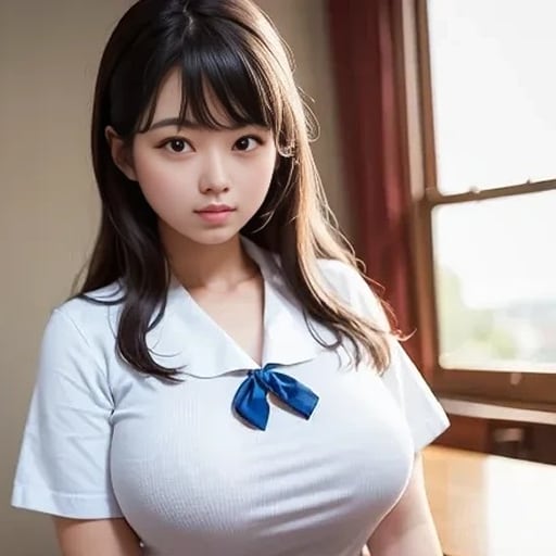教室の巨乳JK