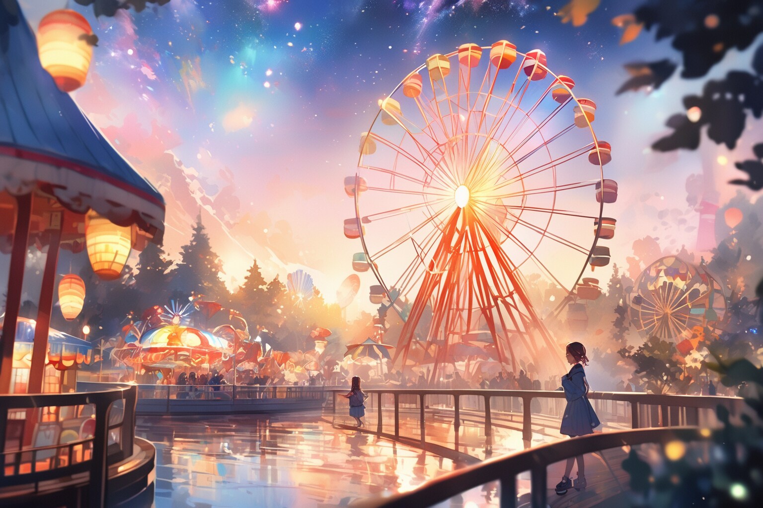 星降る遊園地 | の人気AIイラスト・グラビア