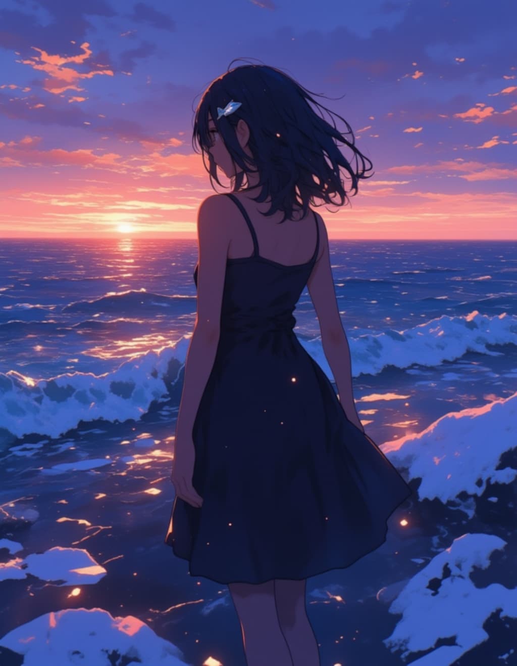 冬の夕暮れ、背中越しの物語