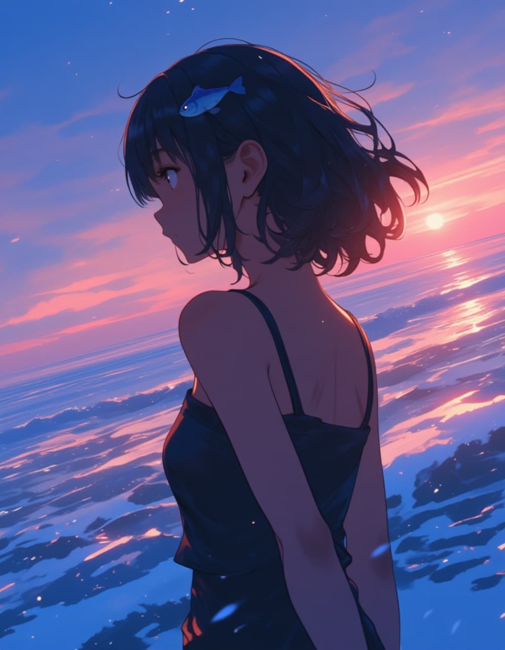 冬の夕暮れ、背中越しの物語