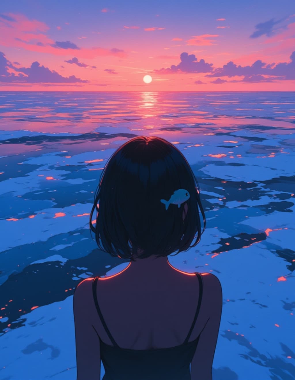 冬の夕暮れ、背中越しの物語