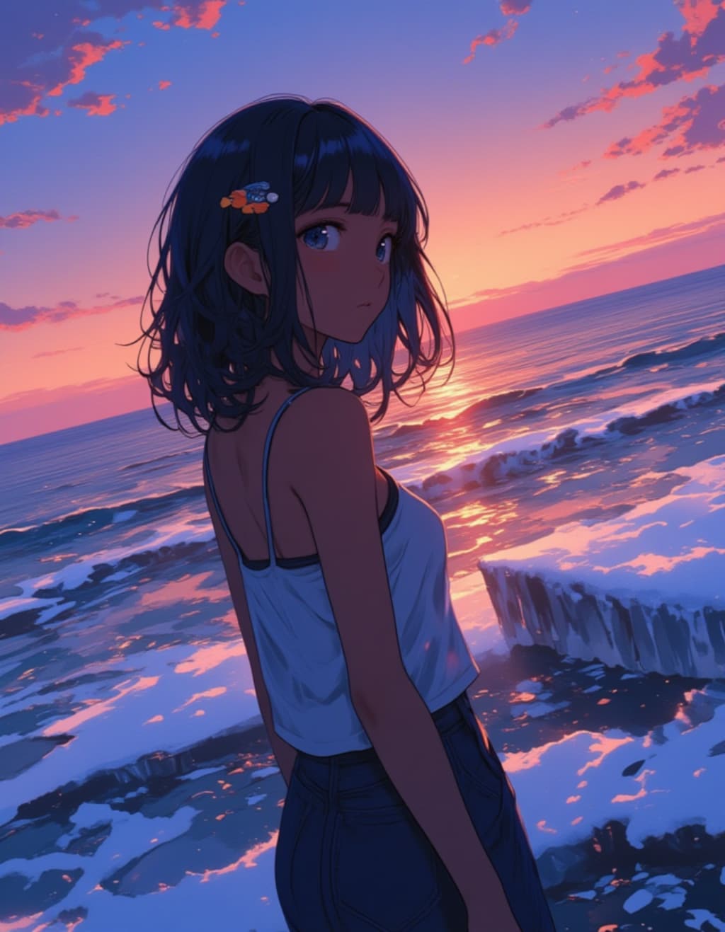 冬の夕暮れ、背中越しの物語