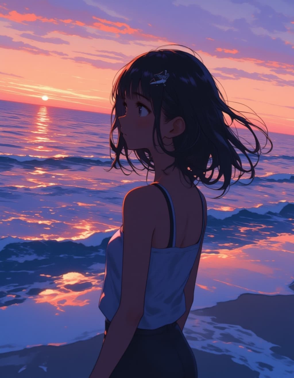 冬の夕暮れ、背中越しの物語