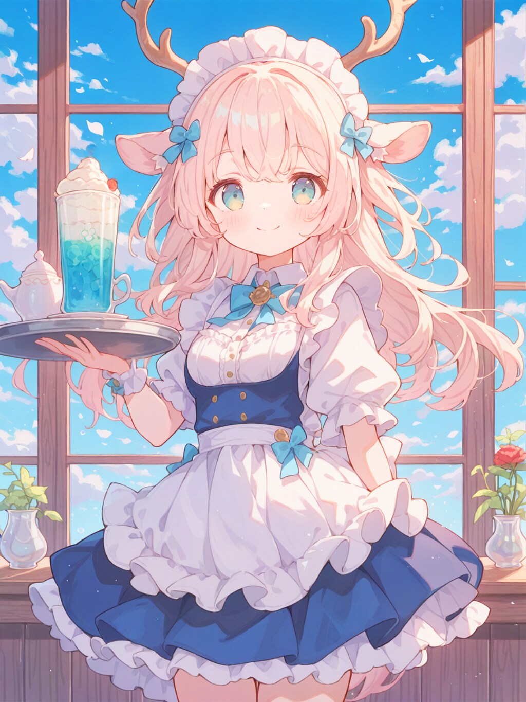 森のレトロ喫茶のクリームソーダ