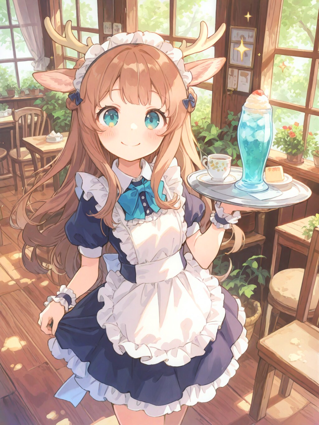 森のレトロ喫茶のクリームソーダ