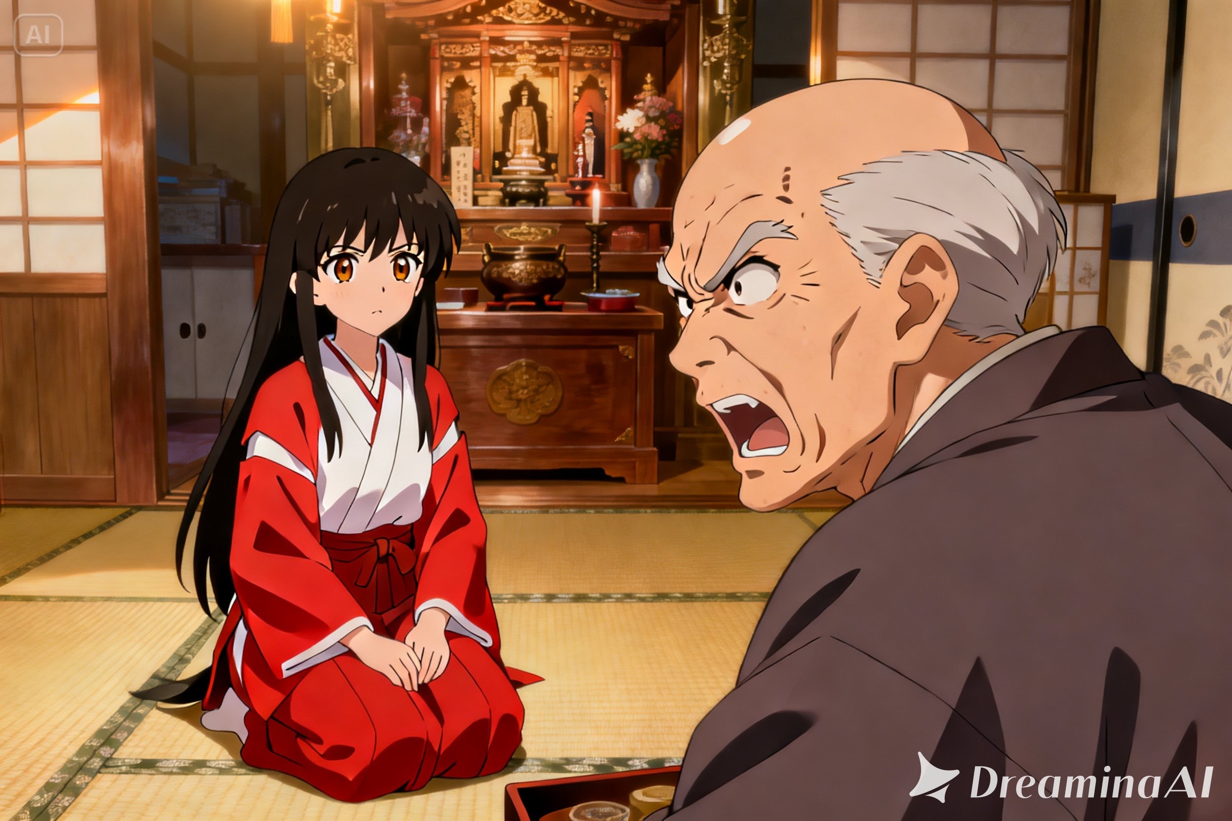 大惨寺住職に怒られるさくらちゃん | の人気AIイラスト・グラビア