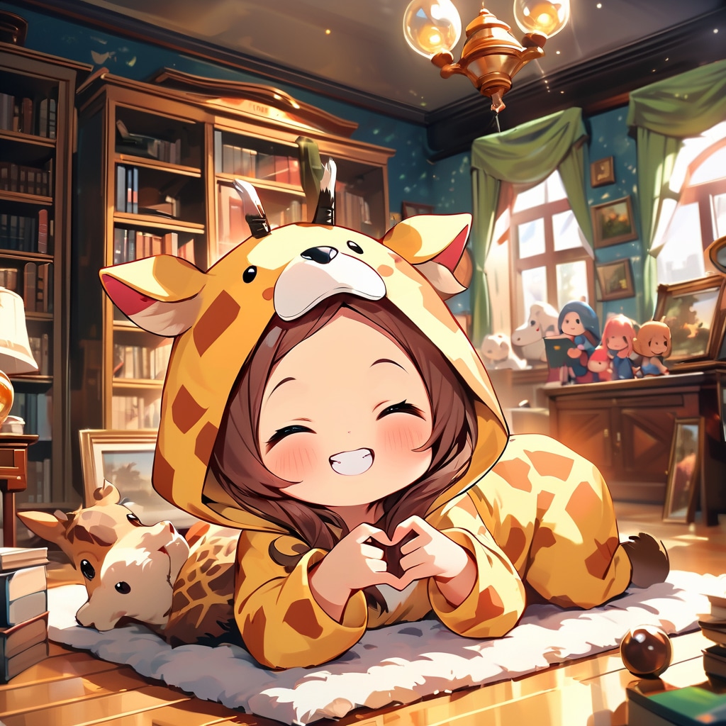 ミステリアスな館のキリン着ぐるみちび子ちゃん