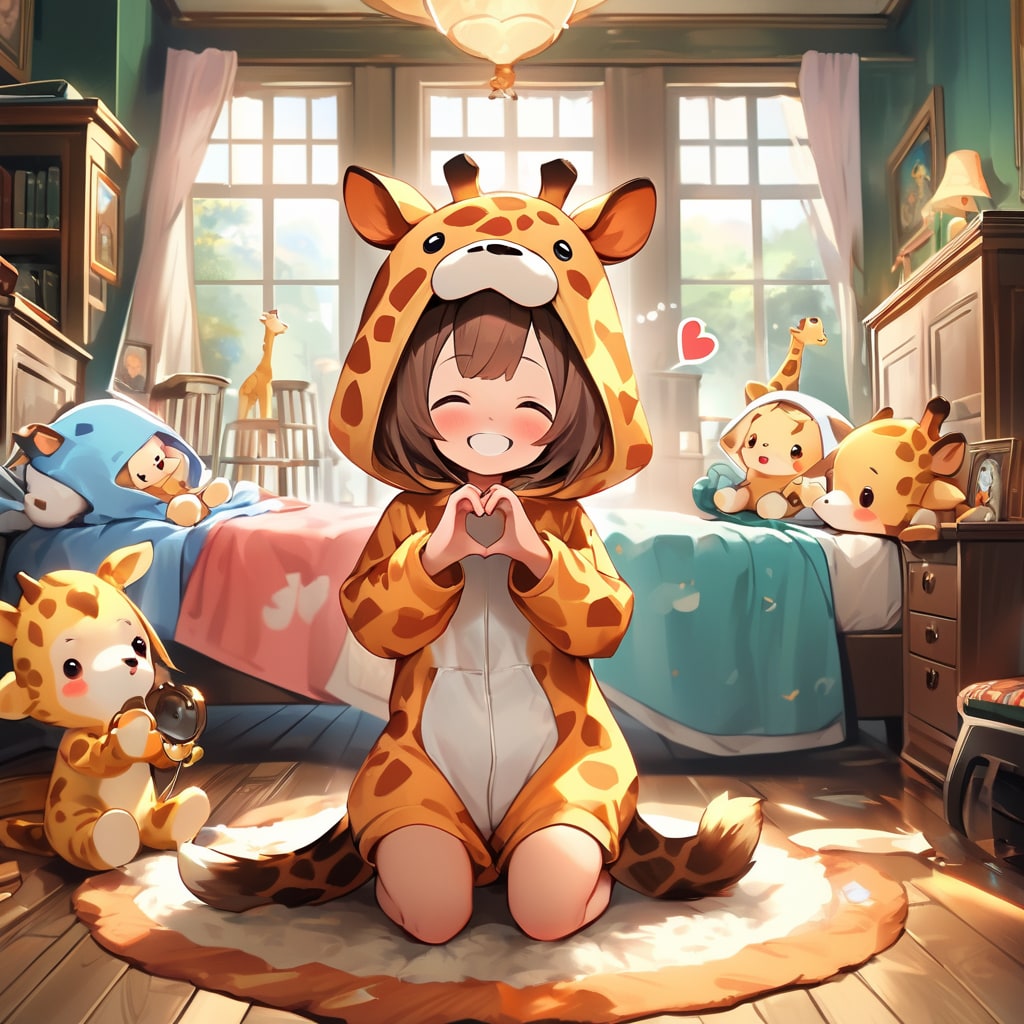 ミステリアスな館のキリン着ぐるみちび子ちゃん