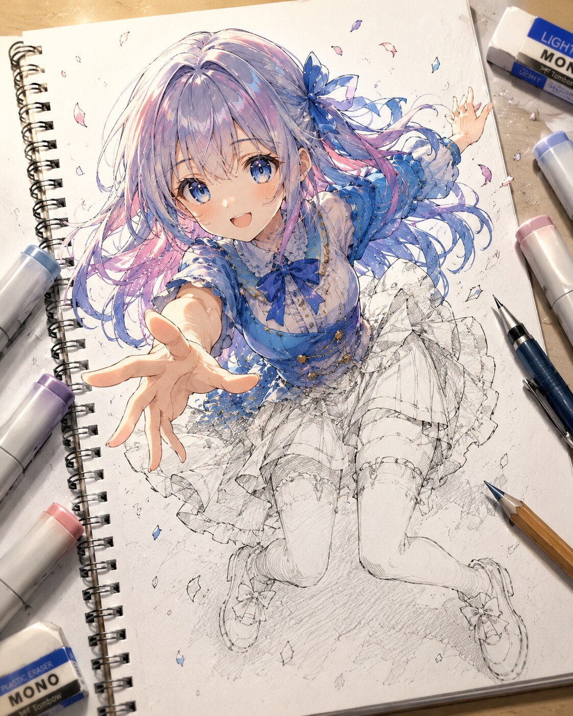 スケッチブックから飛び出す少女 | の人気AIイラスト・グラビア
