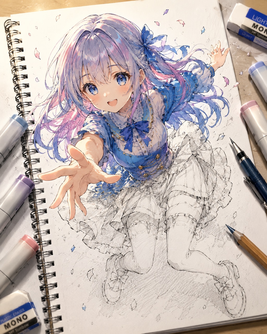 スケッチブックから飛び出す少女