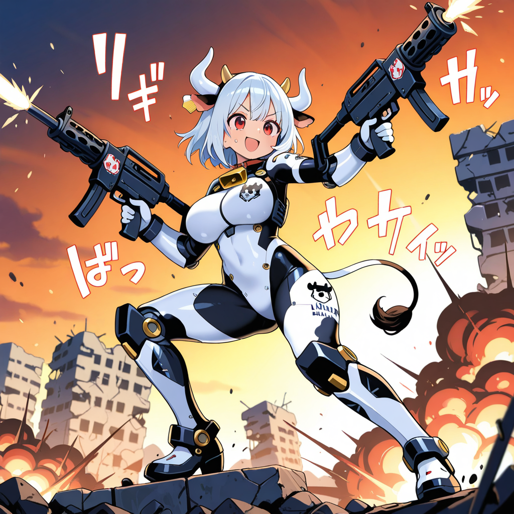 パワードスーツを着たすいぎゅうちゃんとほるすたいんちゃん