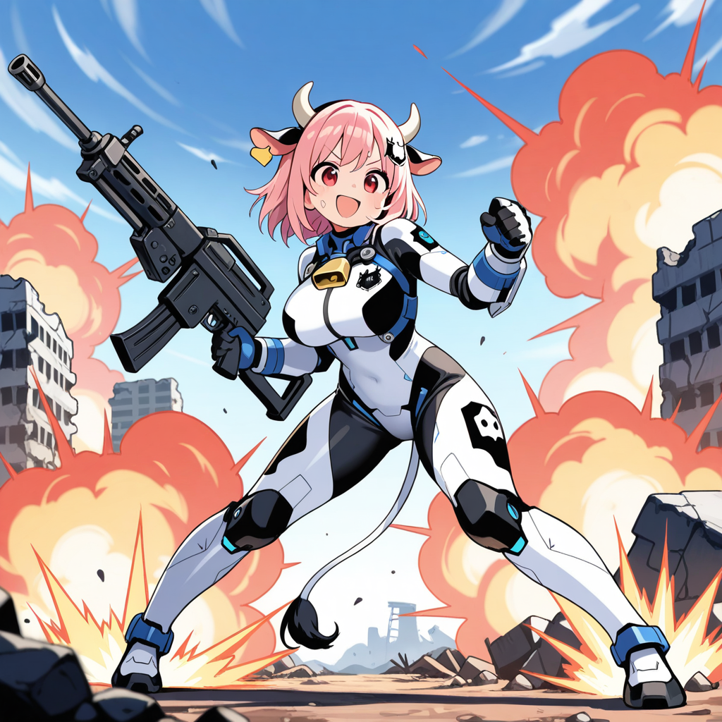 パワードスーツを着たすいぎゅうちゃんとほるすたいんちゃん