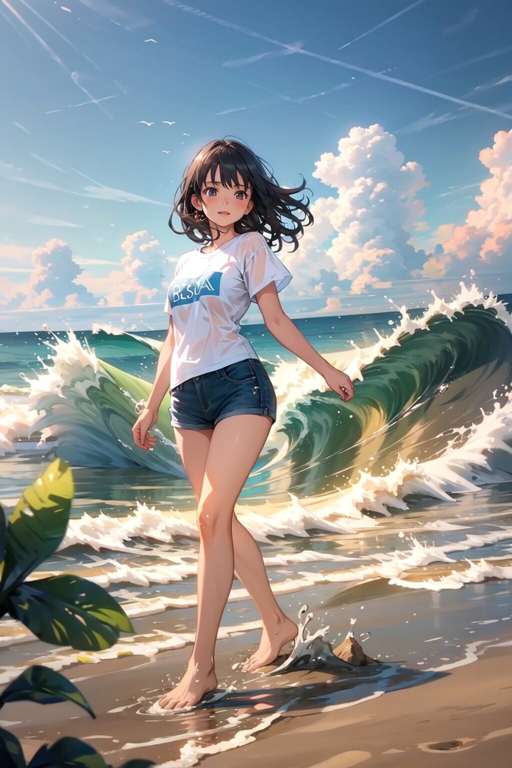 波打ち際の散歩