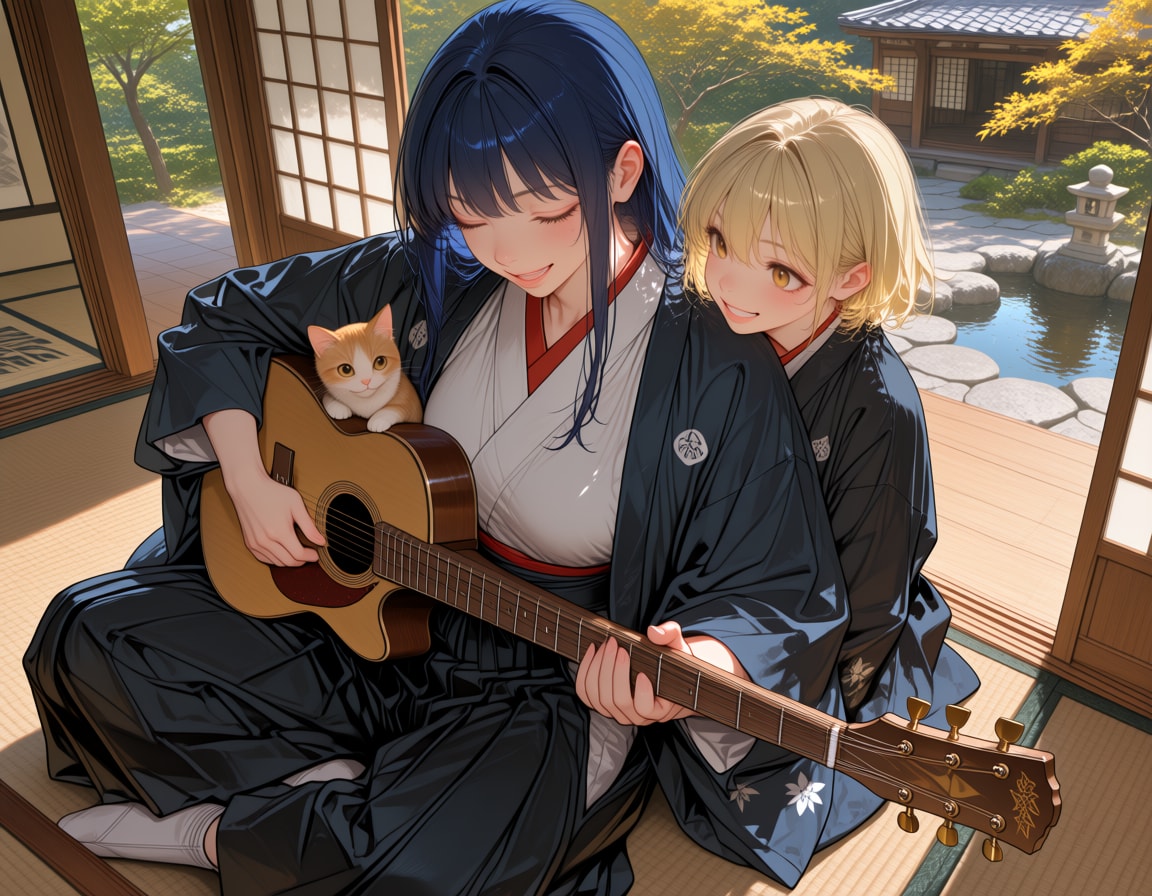 和の心と弦の音色。きなことこはくと奏でる、秋の日の特別な和奏あい！ | の人気AIイラスト・グラビア