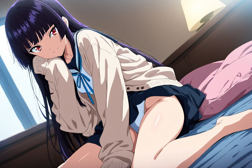 ゆったりセーターの美少女