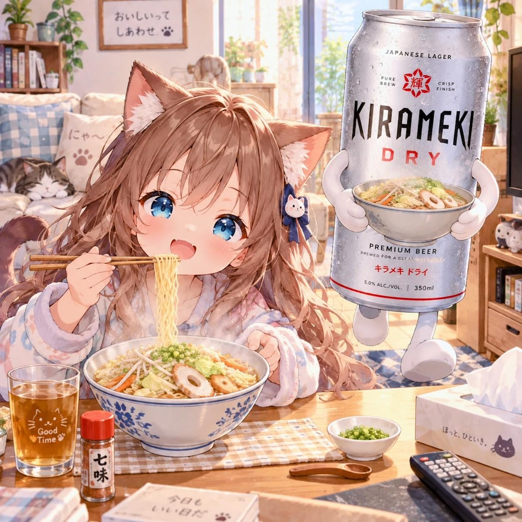 家(ウチ)系ラーメンを食べる小さな女の子