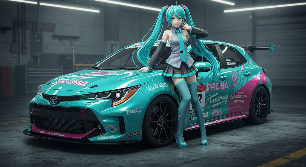 初音ミクとGRカローラレーシングカー