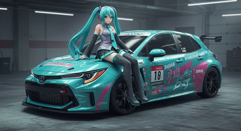 初音ミクとGRカローラレーシングカー