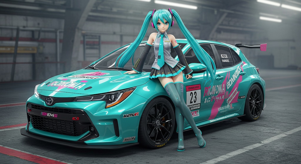 初音ミクとGRカローラレーシングカー
