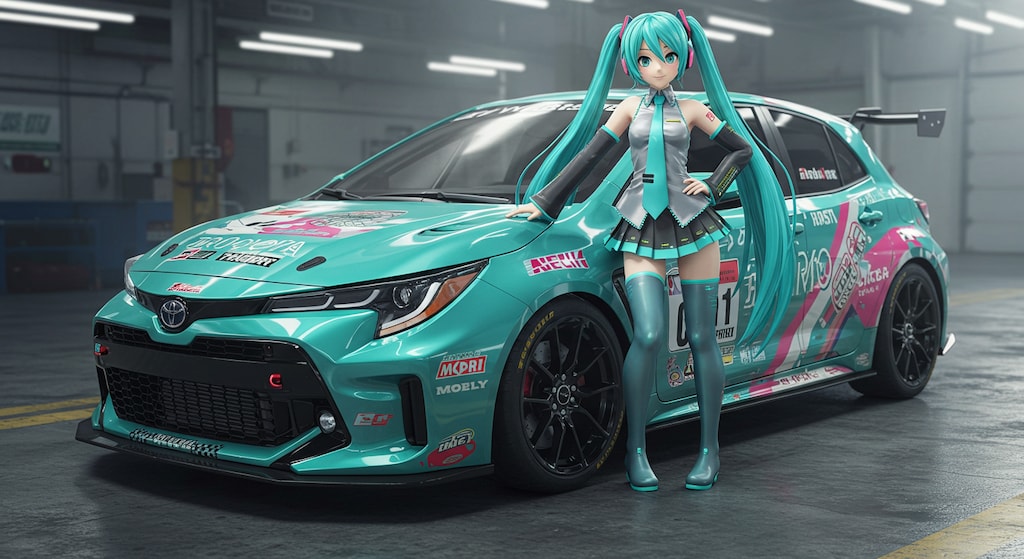 初音ミクとGRカローラレーシングカー