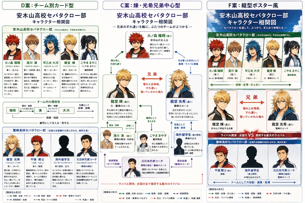 安木山高校セパタクロー部の相関図