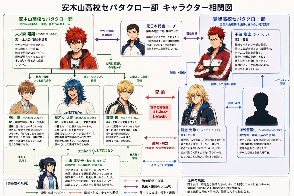 安木山高校セパタクロー部の相関図