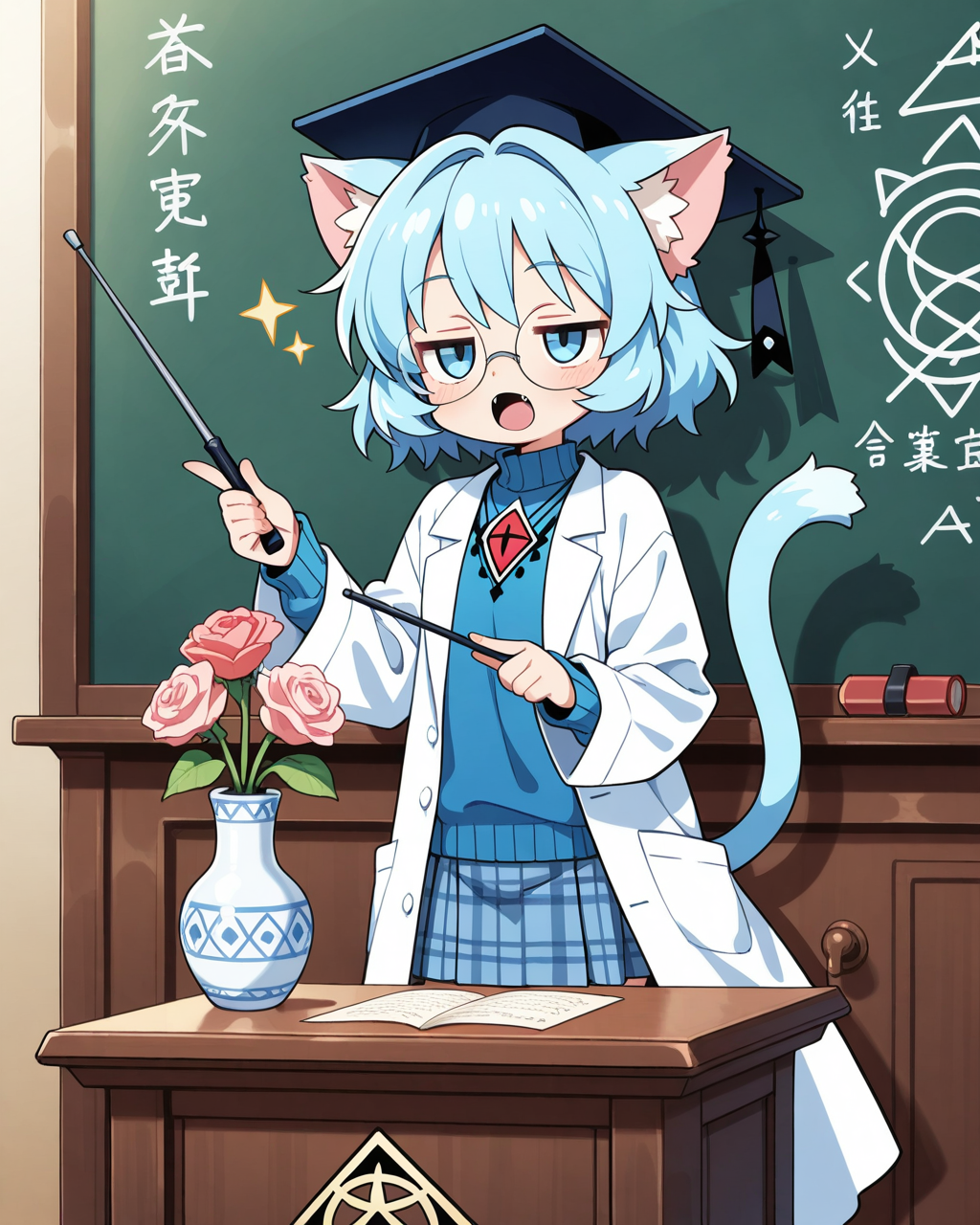 異世界の大学で講義（のフリ）をする夏嶺まきちゃん | の人気AIイラスト・グラビア