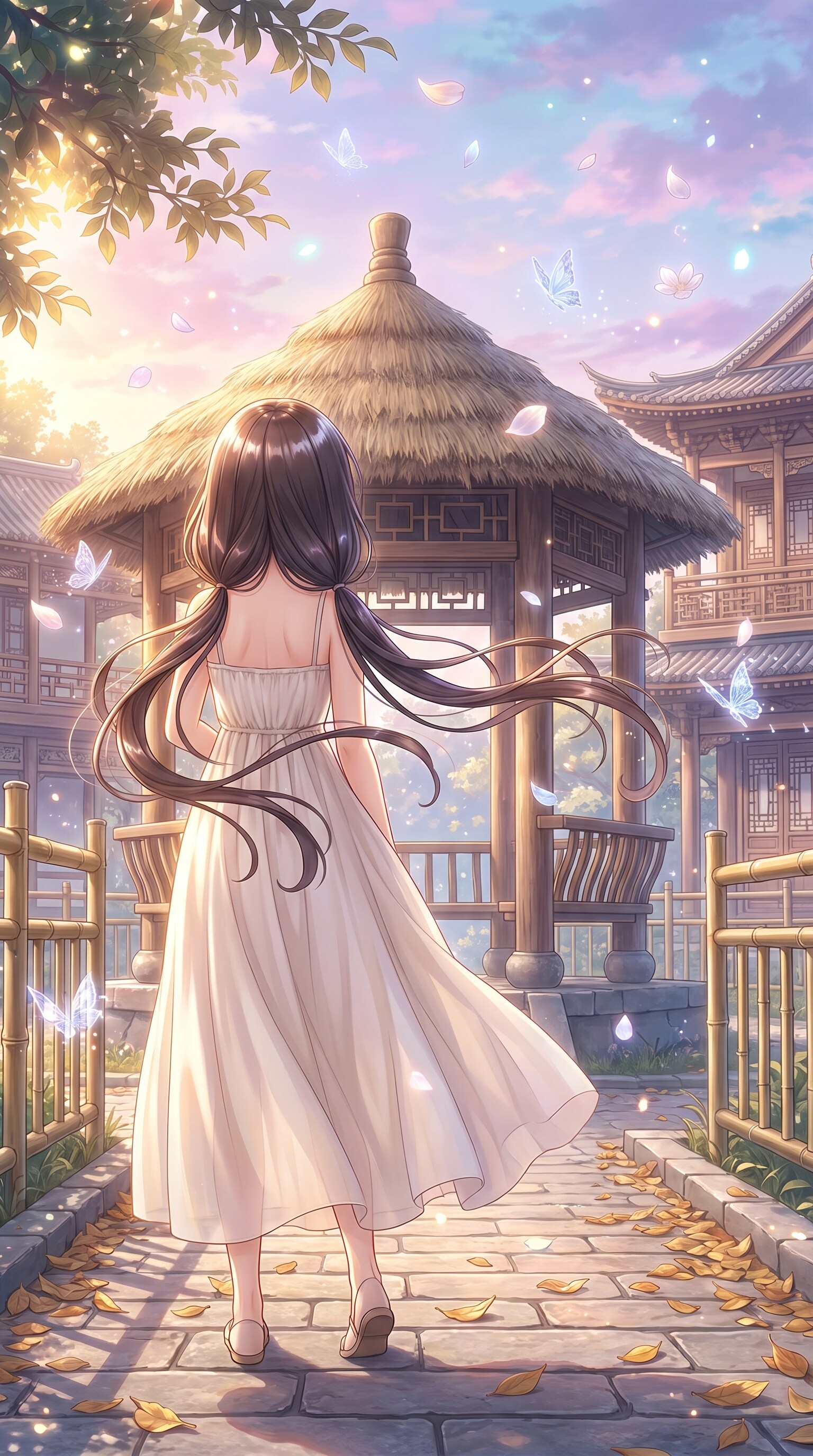 斜陽の竹楼幽景