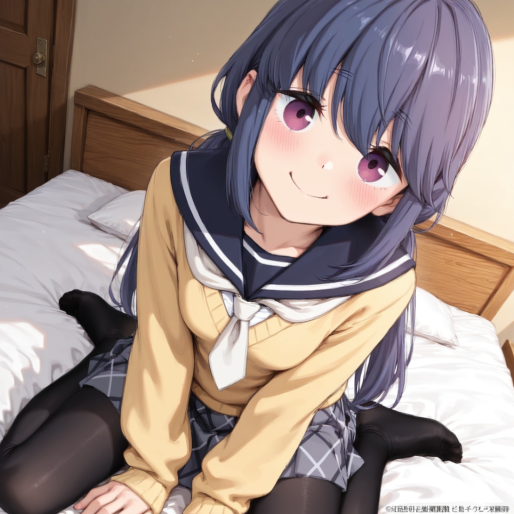 ゆるきゃん：志摩リンがベッドに座る