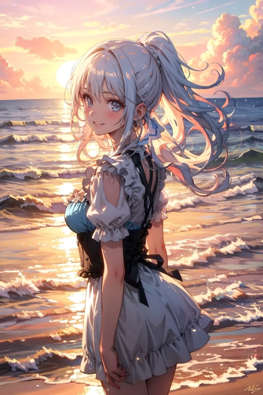 白髪ちゃんと海デート