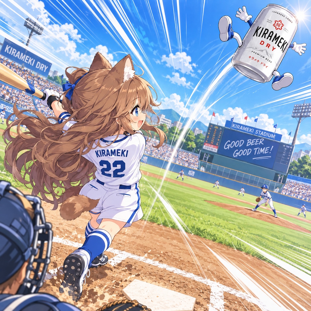 ホームランを撃った小さな女の子