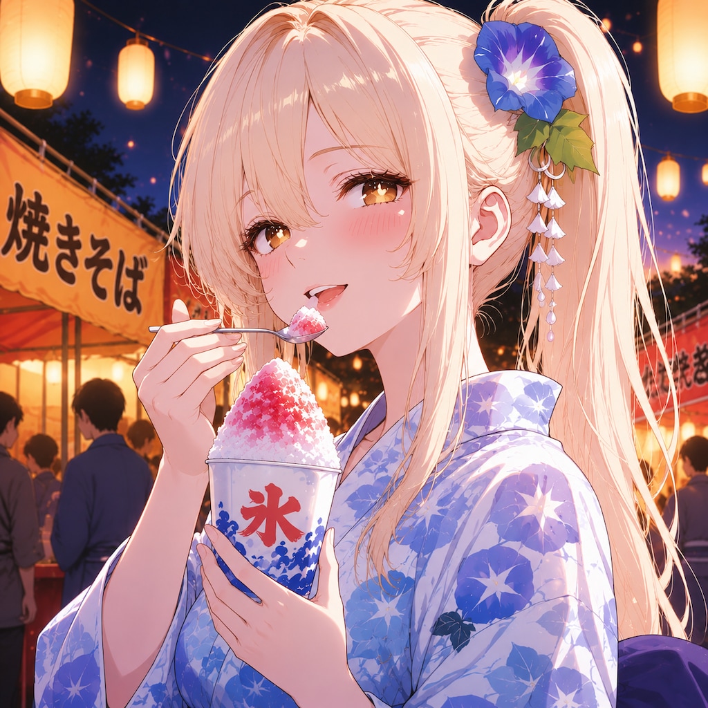 夏祭りでのかき氷。