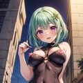 二次おっぱいポロリ208《緑髪ボディースーツ》 11枚目