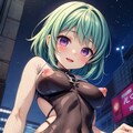 二次おっぱいポロリ208《緑髪ボディースーツ》 9枚目
