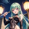 二次おっぱいポロリ208《緑髪ボディースーツ》 5枚目