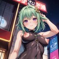 二次おっぱいポロリ208《緑髪ボディースーツ》 3枚目