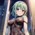 二次おっぱいポロリ208《緑髪ボディースーツ》 6枚目