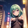 二次おっぱいポロリ208《緑髪ボディースーツ》 8枚目