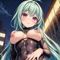 二次おっぱいポロリ208《緑髪ボディースーツ》 2枚目