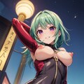 二次おっぱいポロリ208《緑髪ボディースーツ》 10枚目