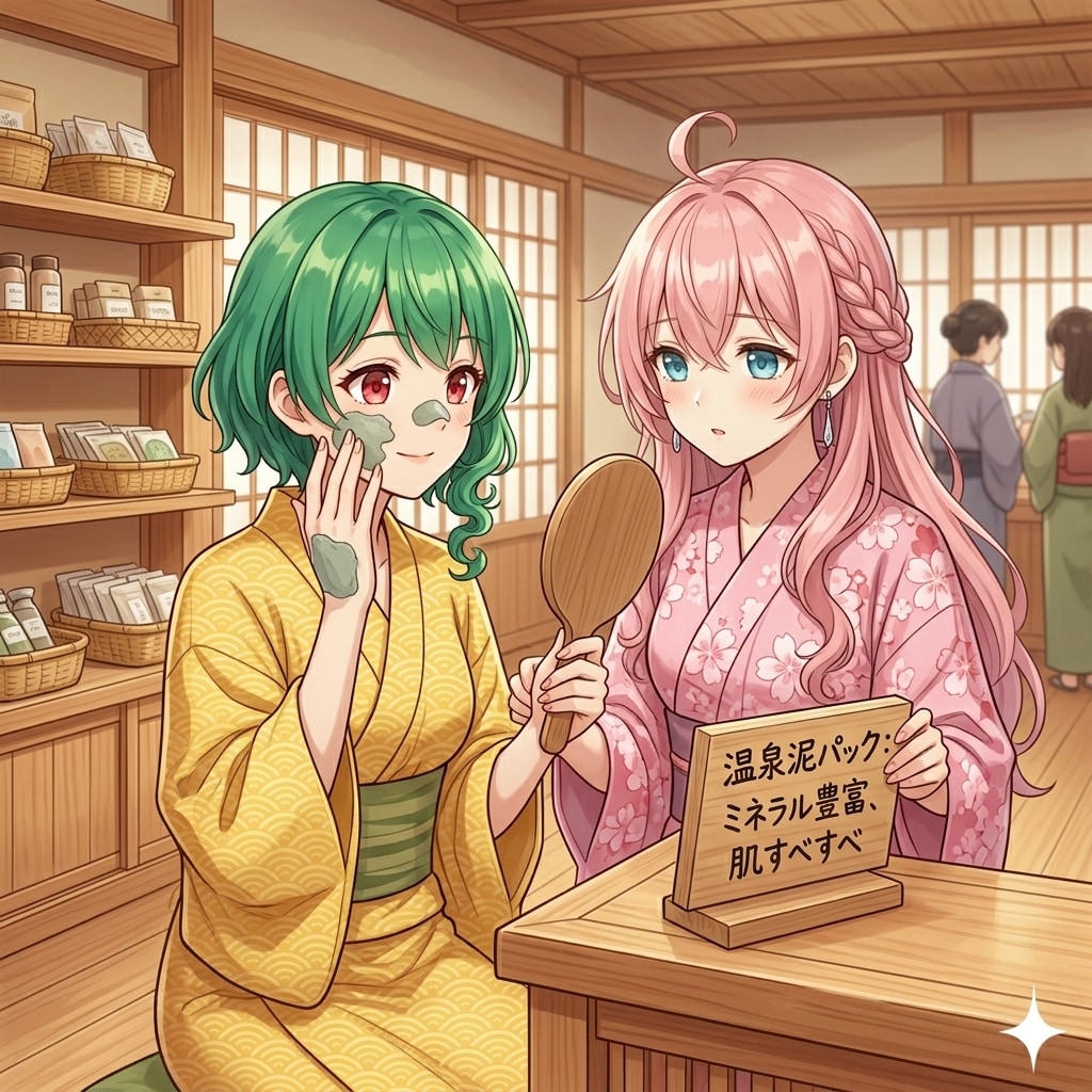 泥パックを試すひなみとこまの