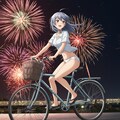 自転車で花火鑑賞 3枚目
