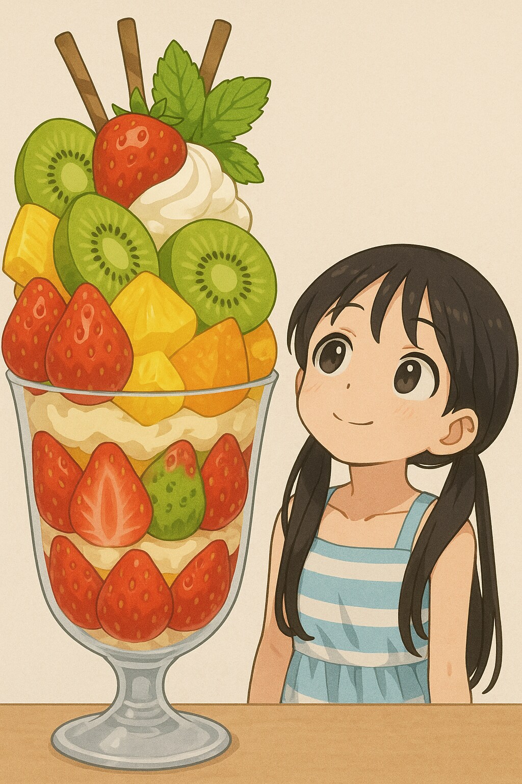 見上げるパルフェ