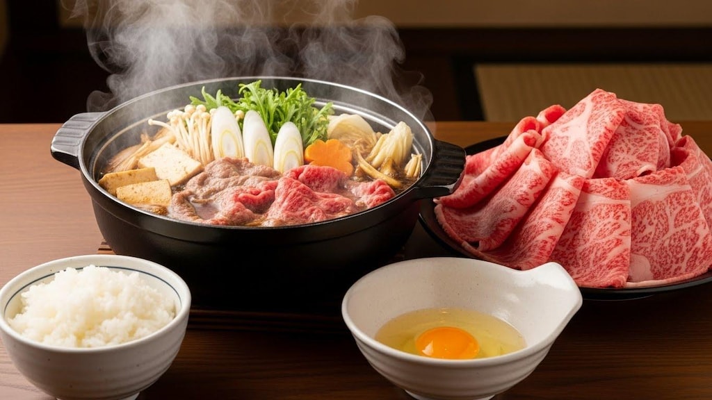 摩訶不思議食堂の霜降り肉のすき焼き