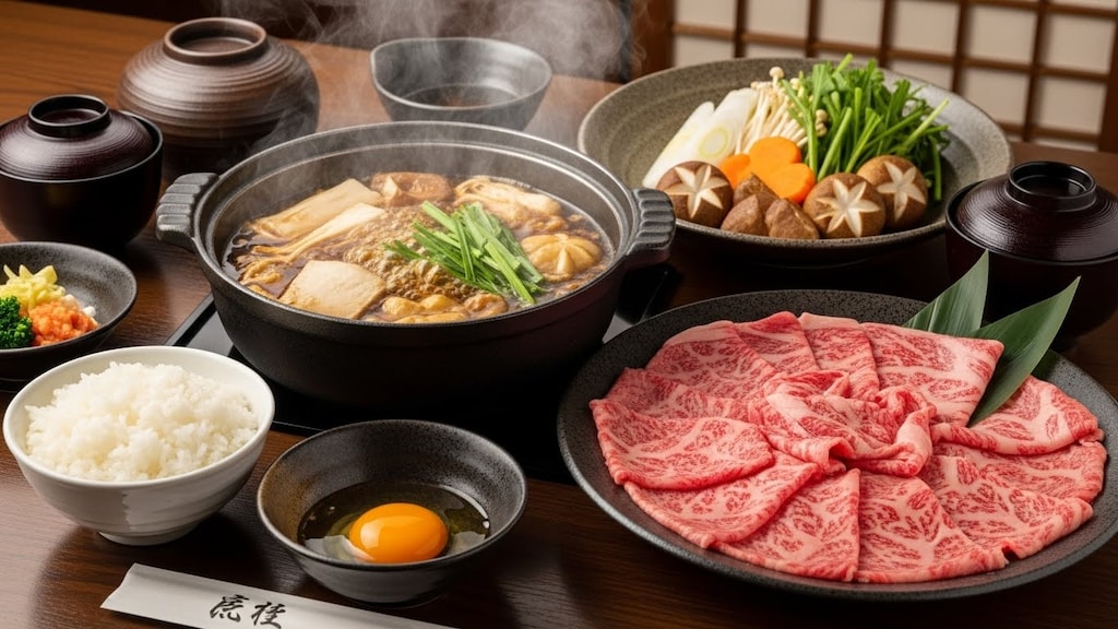 摩訶不思議食堂の霜降り肉のすき焼き