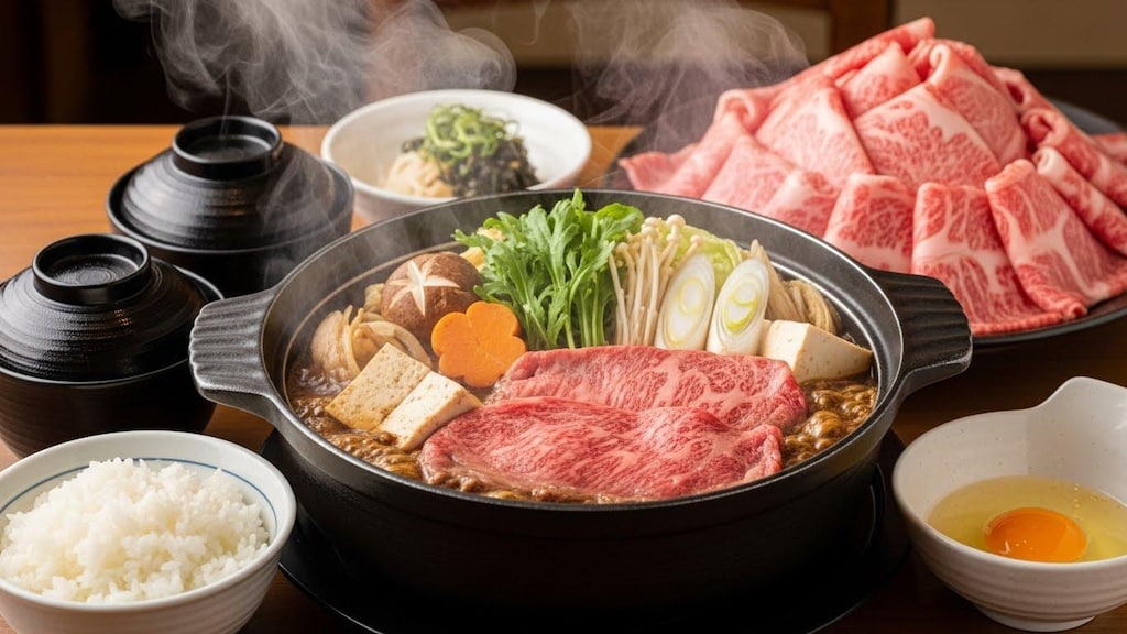 摩訶不思議食堂の霜降り肉のすき焼き