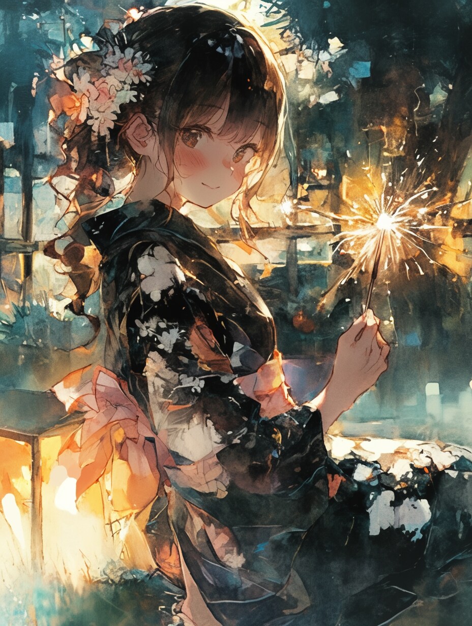 手持ち花火 | の人気AIイラスト・グラビア