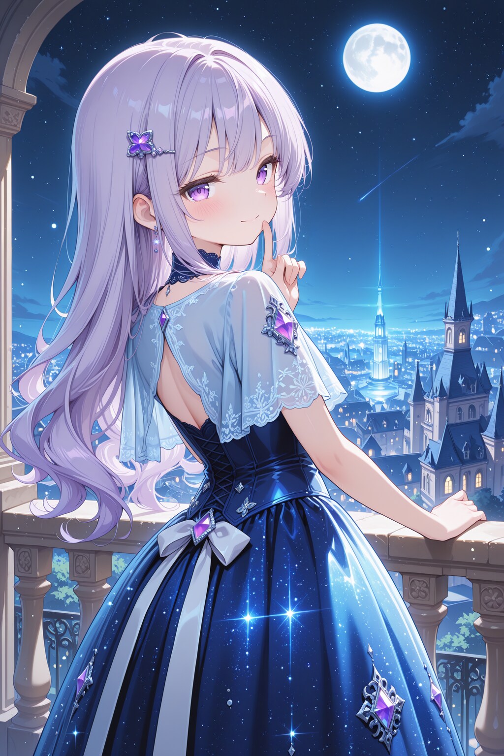 月夜のバルコニーと星空の君