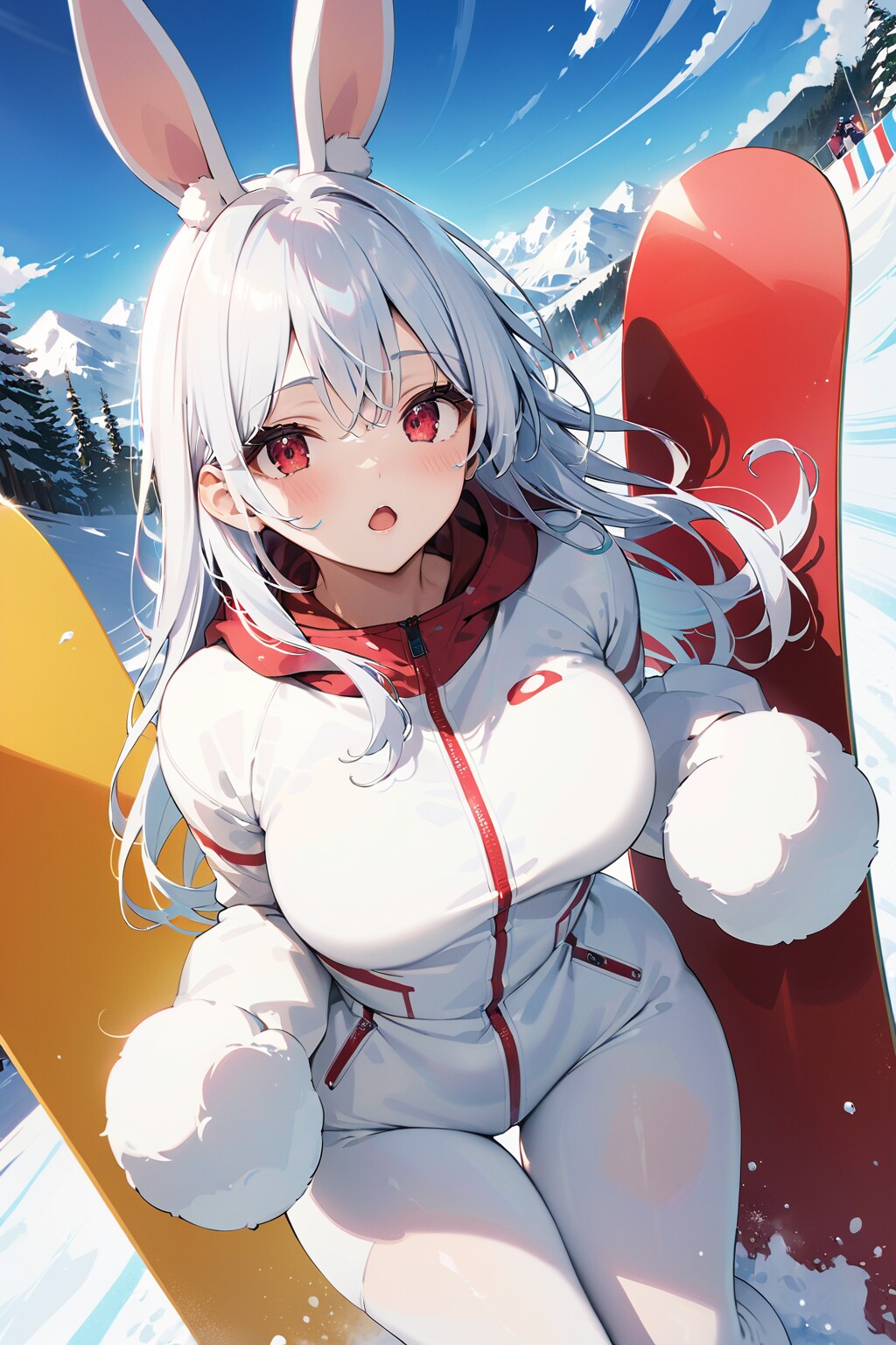 これじゃ滑ってないのですぅ💦…でも、手はもふもふでカワイイのです💕